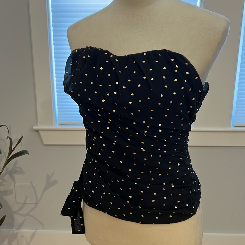 Black bustier type top w gold dots